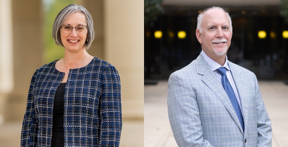 Dr. Angela Barlow, left, has been named dean of the University of South Alabama College of Education and Professional Studies, while Dr. Michael Capella has been appointed dean of the Mitchell College of Business. 