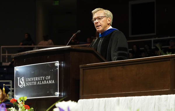 Dr. John W. Smith served the University of South Alabama for 14 years, including twice as interim president. He returned to South to give the Spring 2024 Commencement address.