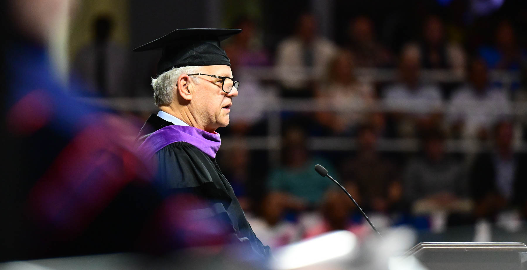 John M. Tyson Jr., a University of South Alabama alumnus and former SGA president, encouraged graduates to “put love to work in your lives and careers, and follow the legacy of love left to us by our founders and everyone who has worked at this University.” data-lightbox='featured'
