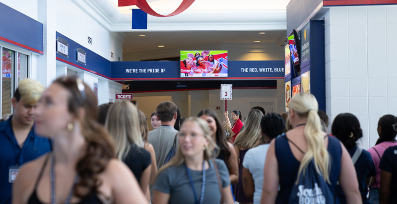 orientation on the concourse at the Mitchell Center