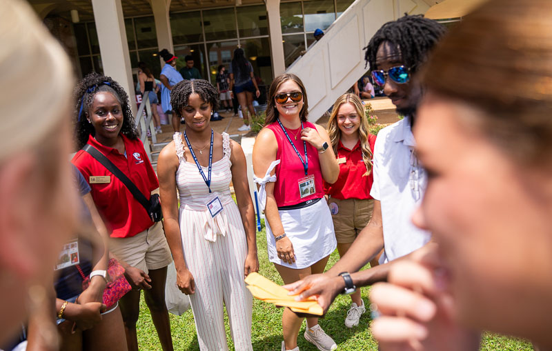 Students at Student Center lawn 