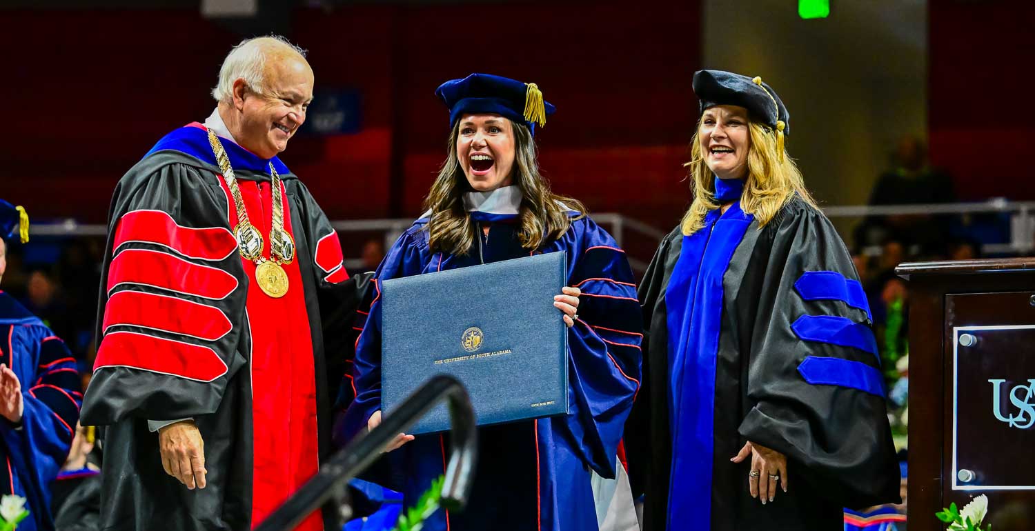 University of South Alabama students at Fall Commencement at the USA Mitchell Center data-lightbox='featured'