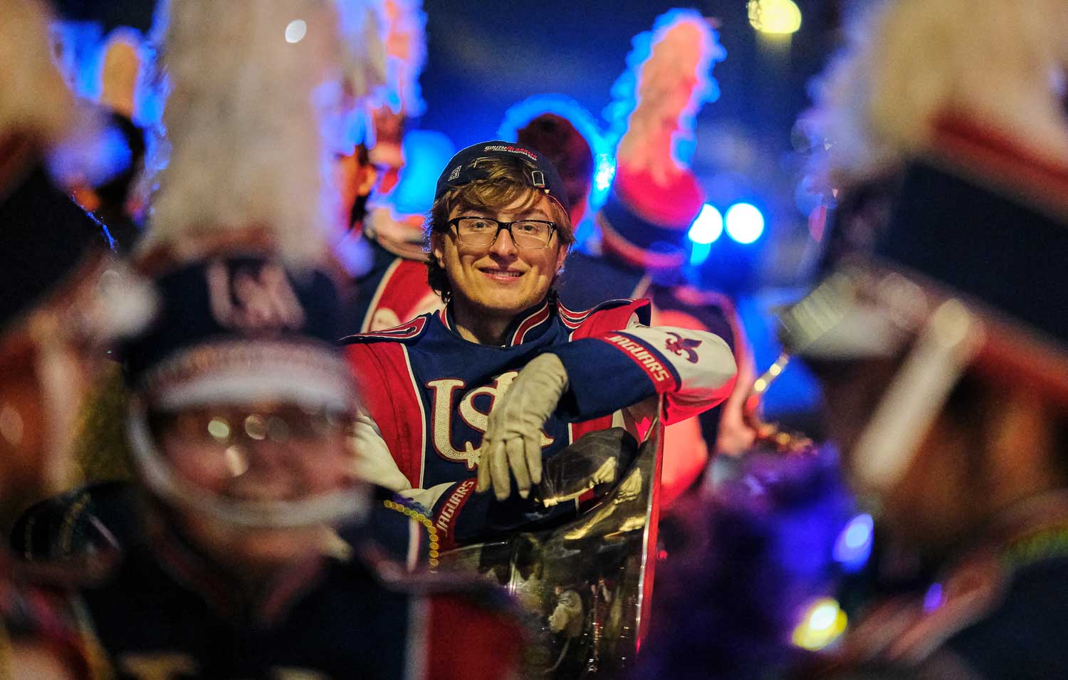 Jaguar Marching Band member in the parade