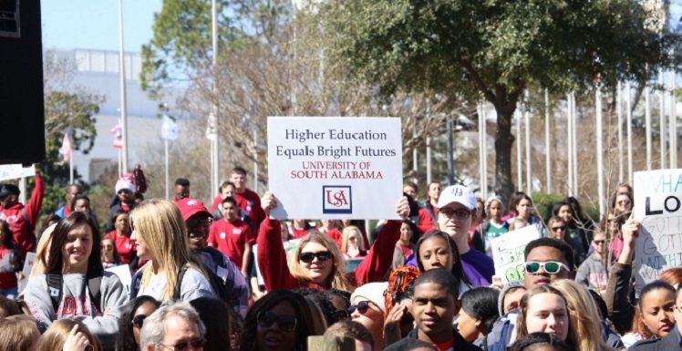 Higher Education Day is considered Montgomery’s largest annual advocacy rally, as students and employees from public universities throughout the state come together to remind Alabama’s political leaders of the need to improve appropriations for higher education.