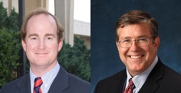 Dr. Bret Webb, left, and Dr. Scott Douglass, both with USA's department of civil engineering, will provide expertise related to hurricane storm surge and waves in their role with the Community Resilience Center of Excellence. data-lightbox='featured'