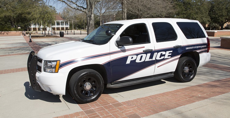 USAPD SUV parked in Moulton Tower Plaza 