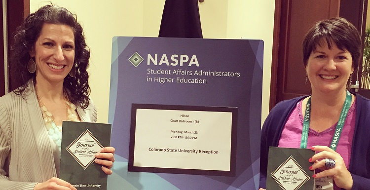 Dr. Krista Harrell, left, associate dean of students, and Dr. Peggy Delmas, assistant professor in the College of Education, were recently recognized for their article ?Partnering for a Purpose: Student Affairs, Academic Affairs and a Common Reading Program.?  