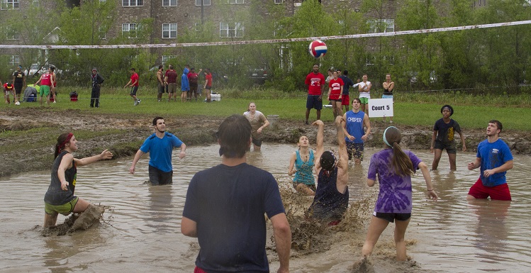 Members of the USA community go head-to-head at the 2015 Oozeball Tournament, an annual event hosted by USA Southerners, a student ambassador group, to raise funds for the Mitchell-Moulton Scholarship Initiative. data-lightbox='featured'