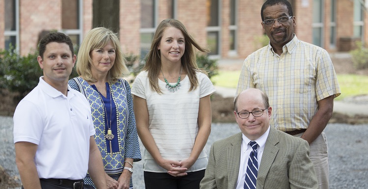 The first ALISA project cohort faculty members are, from left, Dr. Brad Swiger, Leigh Delaney, Sonna Farmer, Dr. Ed Lomax and, seated, is Dr. Cris Hollingsworth.