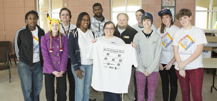 student volunteers at Dumas Wesley on MLK Day