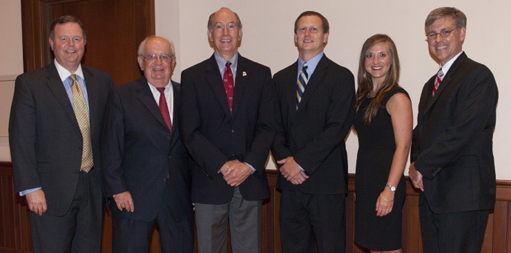 The Alabama Banking School, held at the University of South Alabama and sponsored by the Alabama Bankers Association, held its graduation Friday at USA?s Laidlaw Performing Arts Center. From left, Scott Latham, president and CEO of the Alabama Bankers Association; Dr. Carl Moore, retiring dean of the USA Mitchell College of Business; Young Boozer, treasure of the state of Alabama; class valedictorian Jason Davis, senior manager with Jackson Thornton; class salutatorian Lauren Yelverton, staff accountant with Mauldin & Jenkins LLC; and John Naughton, director of the Alabama Banking School and a commercial lender with First Community Bank in Mobile.