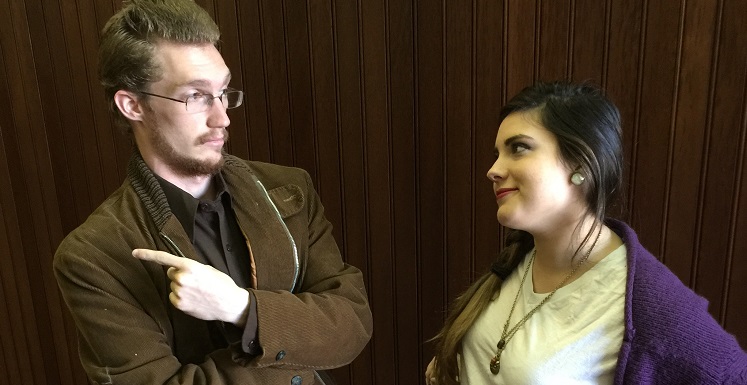 A seemingly random encounter between Adam (Brandon Mallette) and Evelyn (Gabrielle Brou) leads to a stunning climax in the Theatre USA production of Neil LaBute’s “The Shape of Things,” playing Feb. 20-28 at the Laidlaw Performing Arts Center. data-lightbox='featured'