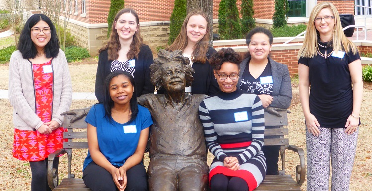 The 2015 Alabama Aspirations in Computing Awards 2015 was held at Shelby Hall on Feb. 21. Those recognized included, on bottom row, from left, Karlissa Garrett, Sylacauga High School; Amber Jackson, Alabama School of Math and Science; on top row, from left, Summer Vo, Alabama School of Fine Arts, Birmingham; Sarah Darrow, Huntsville High School; Ashly Blount, Tuscaloosa Academy; Jazzlyn Miller, Alabama School of Fine Arts, Birmingham; and Tiffany Stonecipher, Muscle Shoals Career Academy, Alabama AIC Educator.