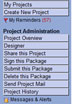 Projects Menu