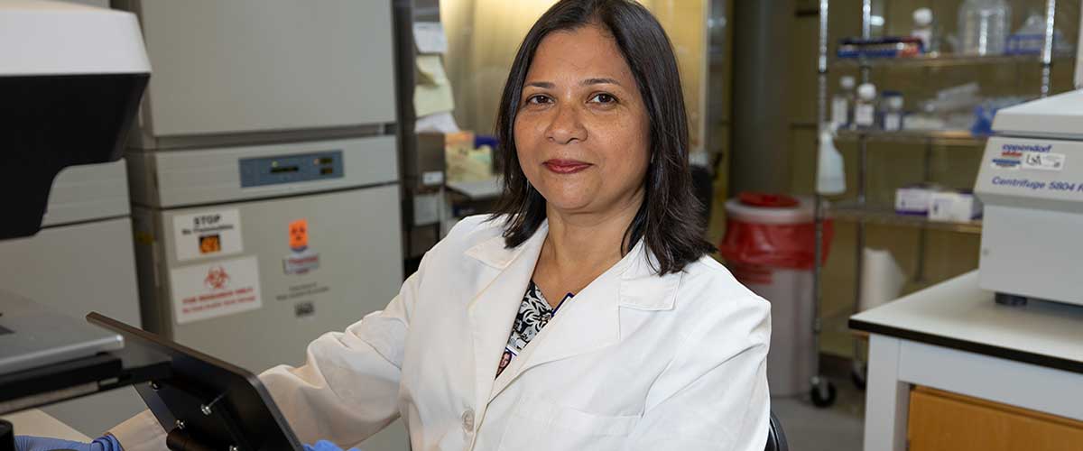 Chandrani Sarkar, Ph.D., is a cancer researcher at the USA Health Mitchell Cancer Institute and an assistant professor of pathology at the University of South Alabama Frederick P. Whiddon College of Medicine. data-lightbox='featured'