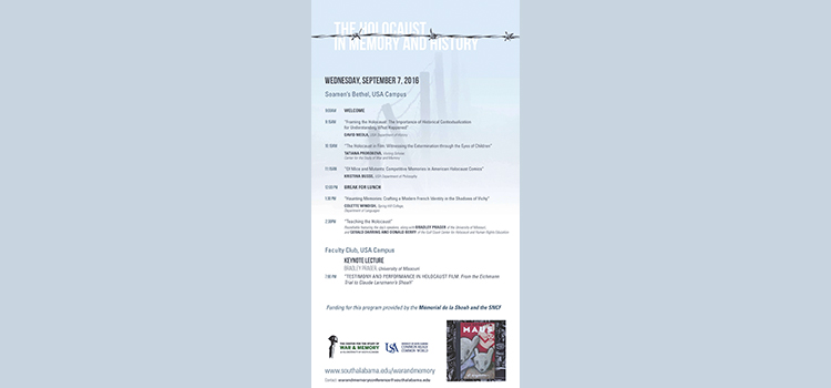 poster for holocaust memory and history symposium on September 7