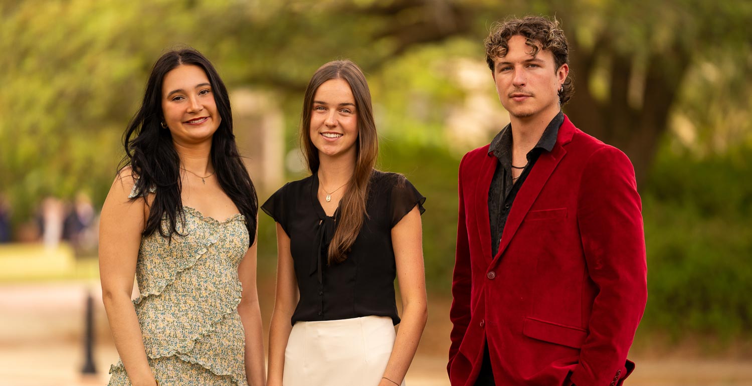 The three recipients of the Goldwater Scholarship stand proudly next to each other