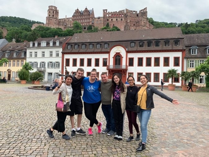 Students in front of castle