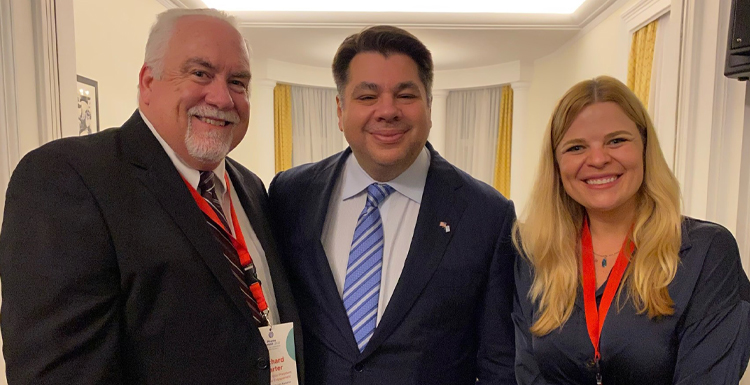From left, Dr. Richard W. Carter University of South Alabama associate vice president for global engagement; George Tsunis, U.S. Ambassador to Greece, Dr. Bri Ard, University of South Alabama director of international education. data-lightbox='featured'