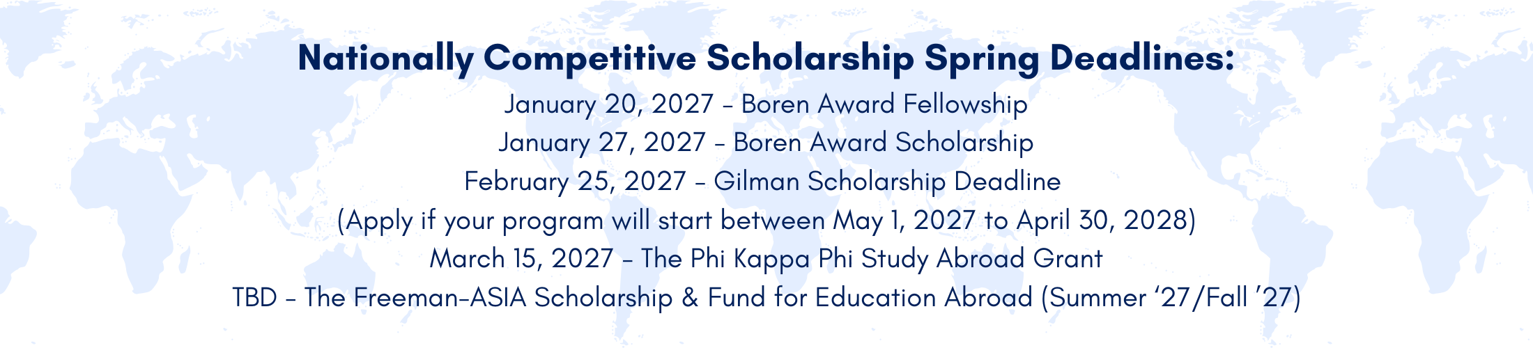 Spring 27 Scholarship Deadlines