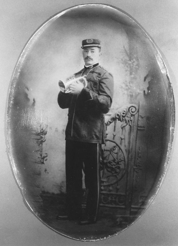 This photo of J. A. Pope, founder of the famed Excelsior Band, was taken around 1890.