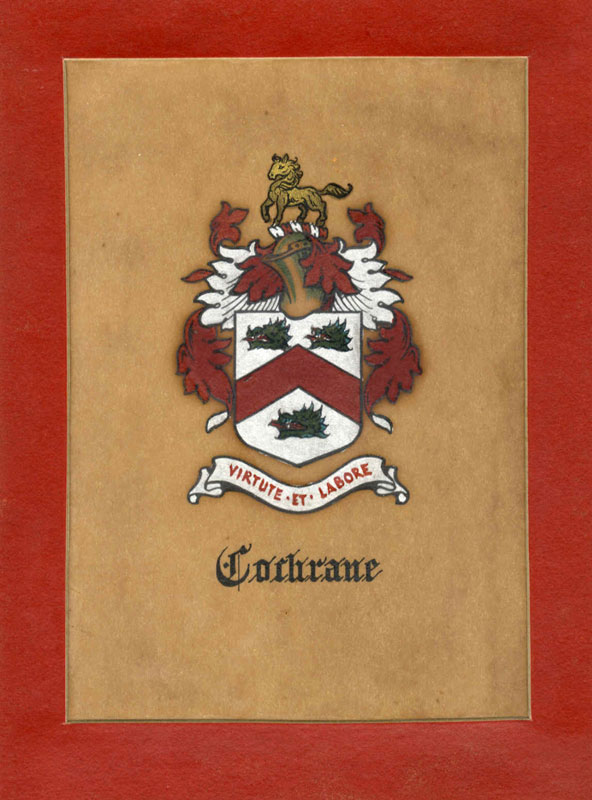 The Cochrane coat of arms.