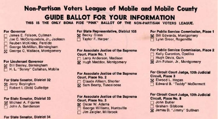 The Guide Ballot pictured above or the NPLV's "pink sheet" was used to influence elections. Non-Partisan Voters League Records. This shows suggestions for how individuals should vote.