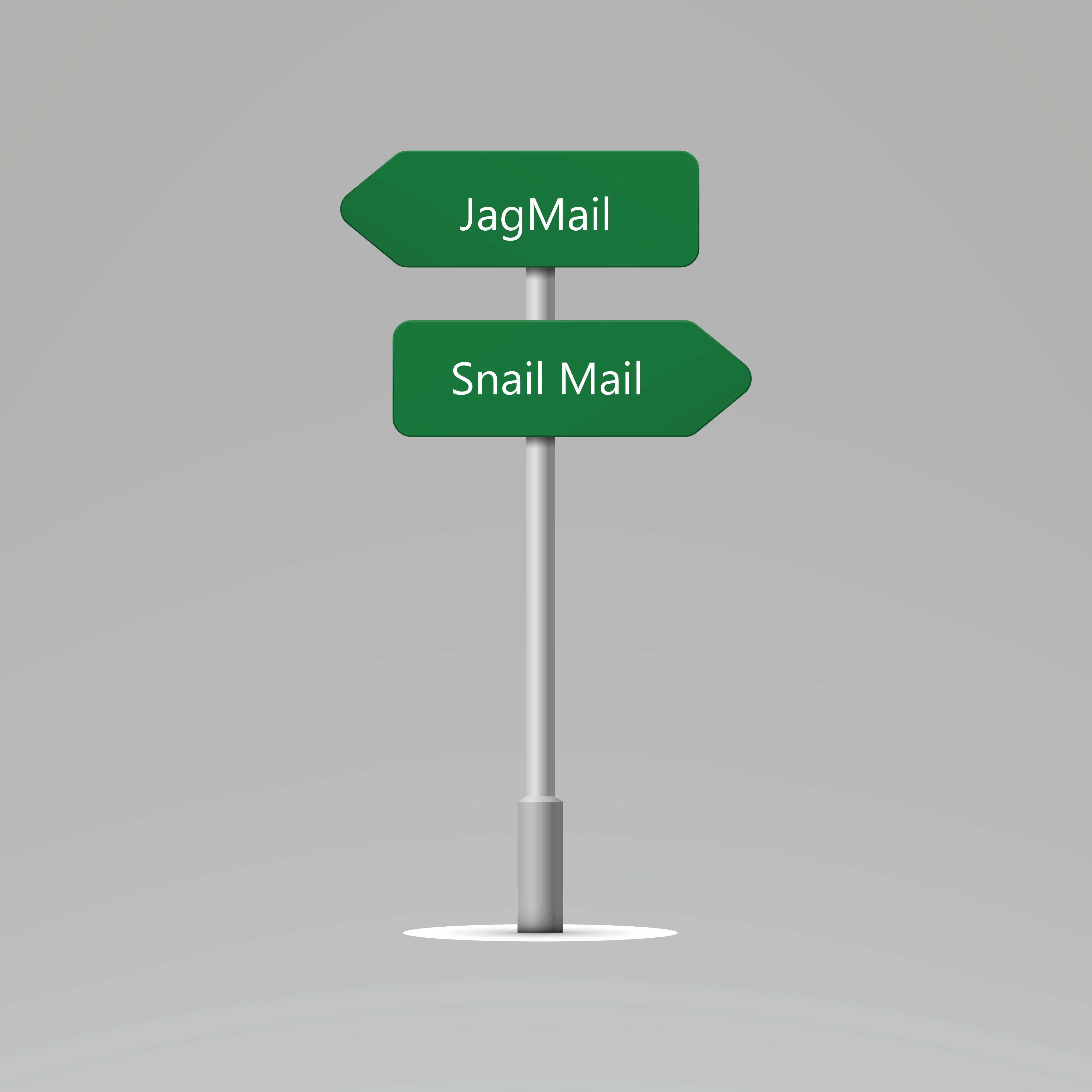 Street Sign showing JagMail and Snail Mail