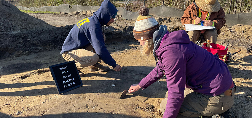 Archaeologists working at the Virginia Street Site earlier this year. Courtesy of Justin Stickler.